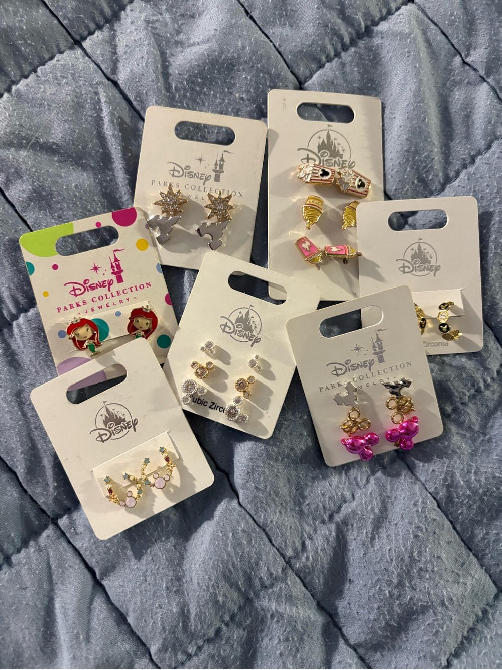 Disney lot Kids' Assorted Stud Earrings - Pink, Gold, Red, White, Green LOOK!